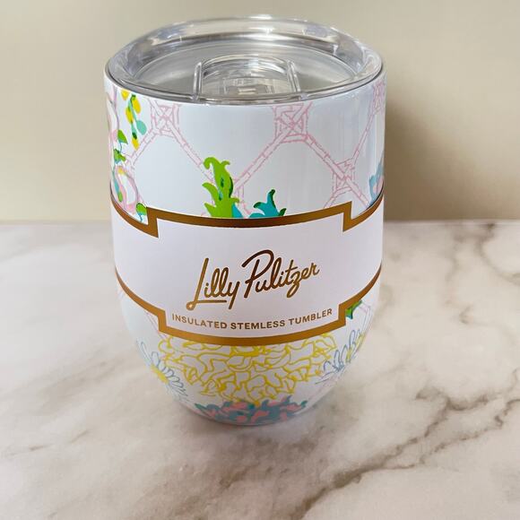 Lilly Pulitzer Other - Lilly Pulitzer Stemless Wine Coffee Steel Travel Tumbler 12oz  Cup Lilly Garden